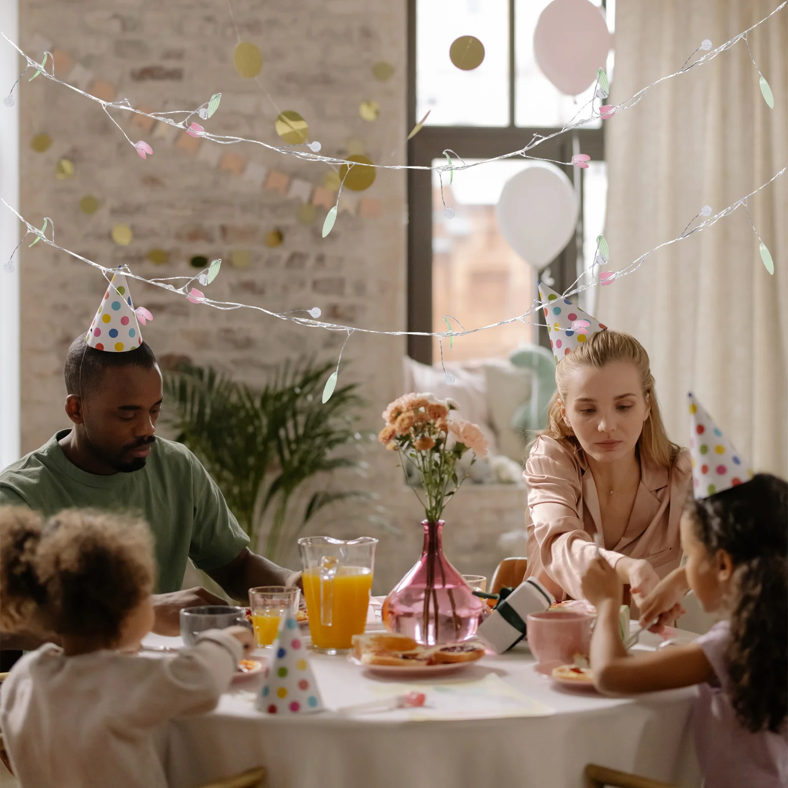 سلسلة توليب تعمل بالضوء، لوازم الحفلات، مادة الأسلاك النحاسية، ديكور عملي للإضاءة الداخلية #6