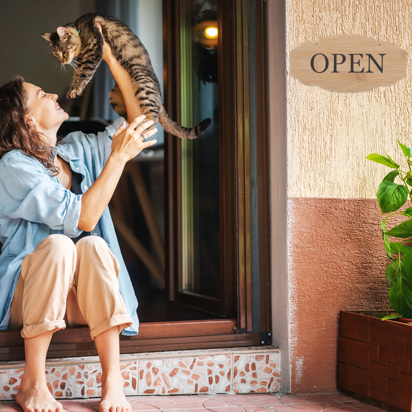 

Bamboo Wood Hanging Sign Blank - DIY Unfinished Door Plaque for Wall Art Craft Painting Decor Shop Cafe Studio Front Door