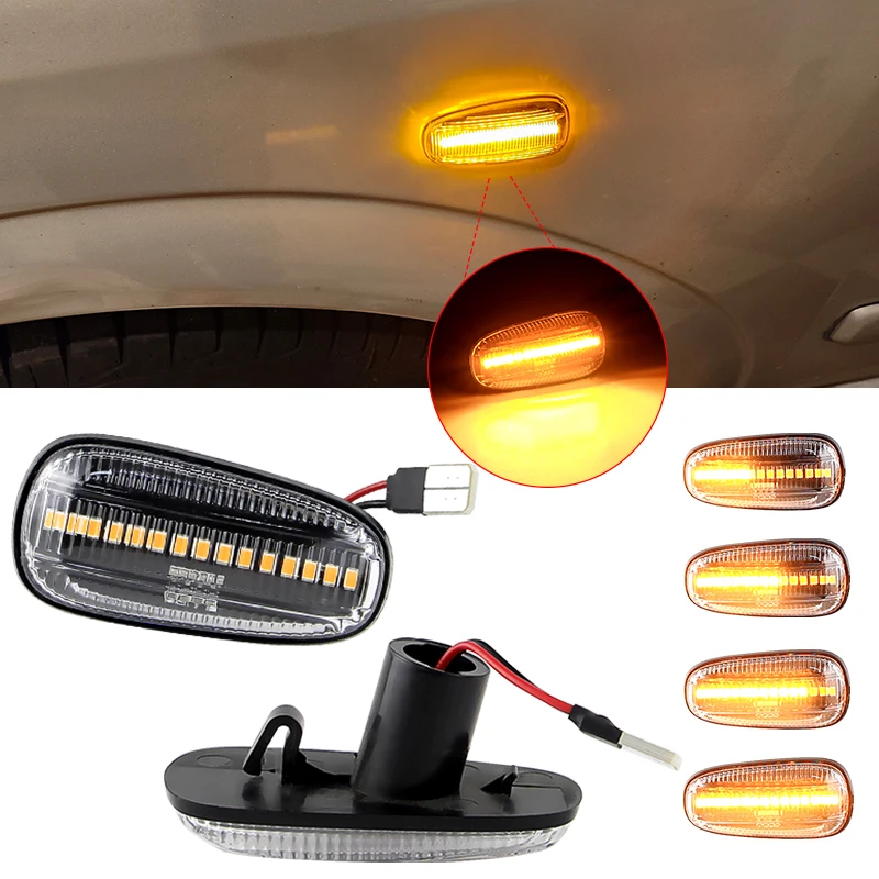2xDynamiczne LED-owe kierunkowskazy w błotnikach do Opel Astra G 1998-2009 Zafira A 1999-2005, boczne światła obrysowe, lampy 2000 2001 2002 2003 2004