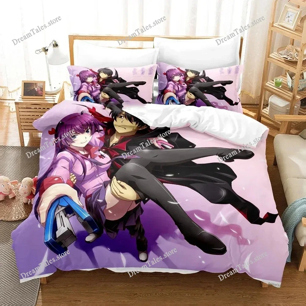 3D Print Bakemonogatari Bedding Set Single Twin Full Queen King Size Duvet Cover for Adults Boys Bedroom Anime