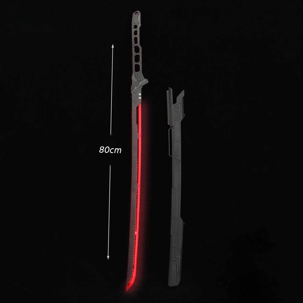 Juego de hoja Katana térmica Cyber Punk de 80cm, espada samurái acrílica con brillo periférico, modelo de vaina para juguete de regalo de Cosplay