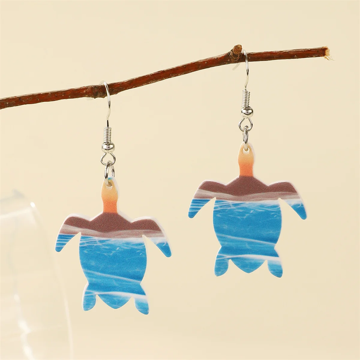 

2pcs Ocean Series Earrings Acrylic Seahorse Turtle Women's Jewelry Romantic Bohemian Homecoming Festival Elegant Tourism Accesso