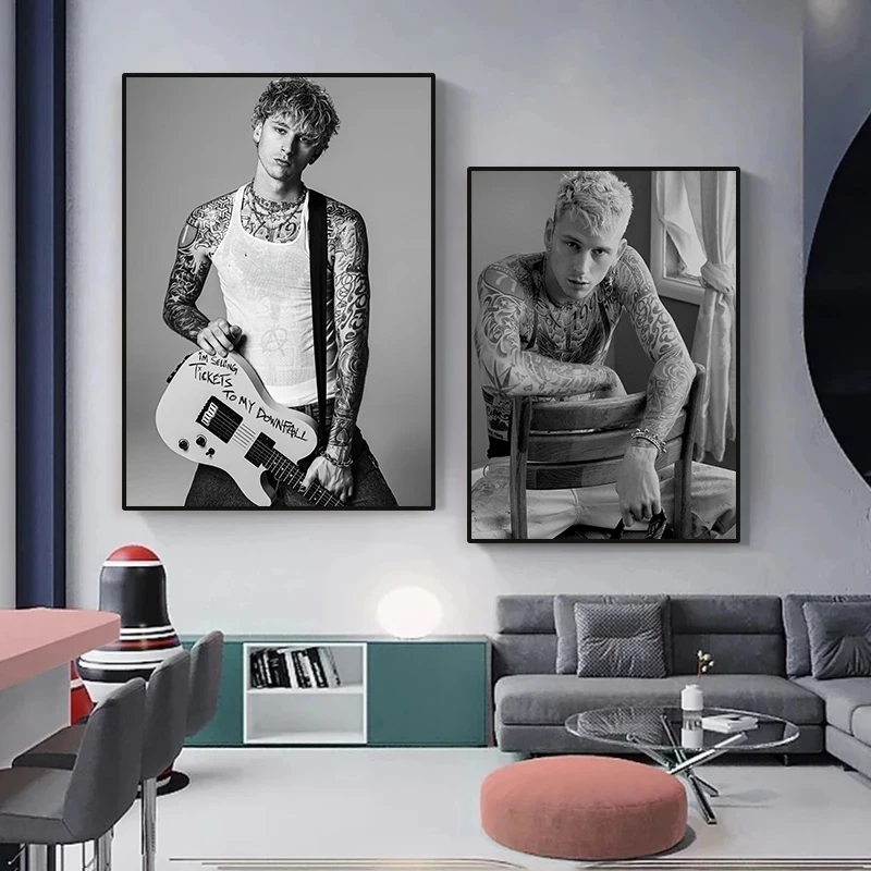 Singer M-Machine Gun K-Kelly POSTER MGK Canvas Painting Prints Gallery Wall Art Pictures for Club Living Room Home Decoration