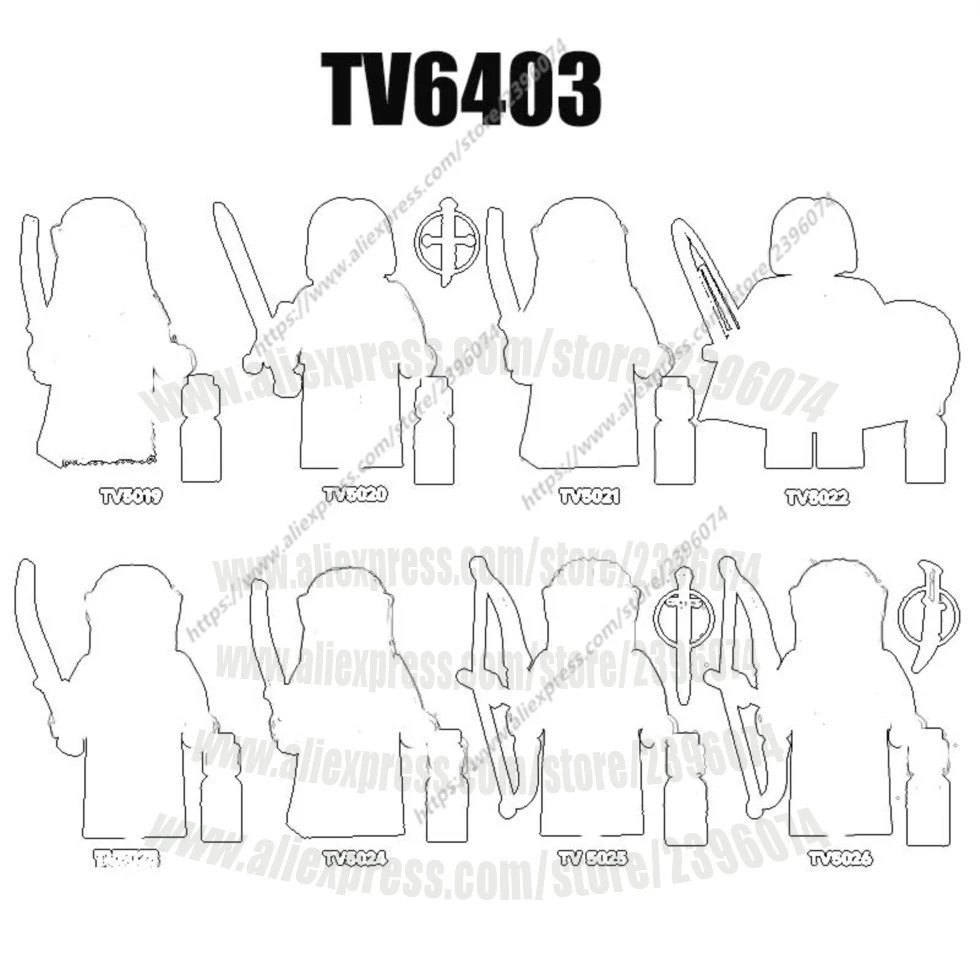 

Medieval Movie Knights Action Figures Building Blocks TV6403 TV5019 TV5020 TV5021 TV5022 TV5023 TV5024 TV5025 TV5026 Gift Toys