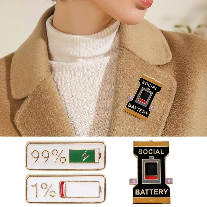 My-Social-Battery Mood Switching Brooch Funny Enamel Pin Creative Lapel Pin Move To The Mood As You Artistic Brooch Backpack Pin