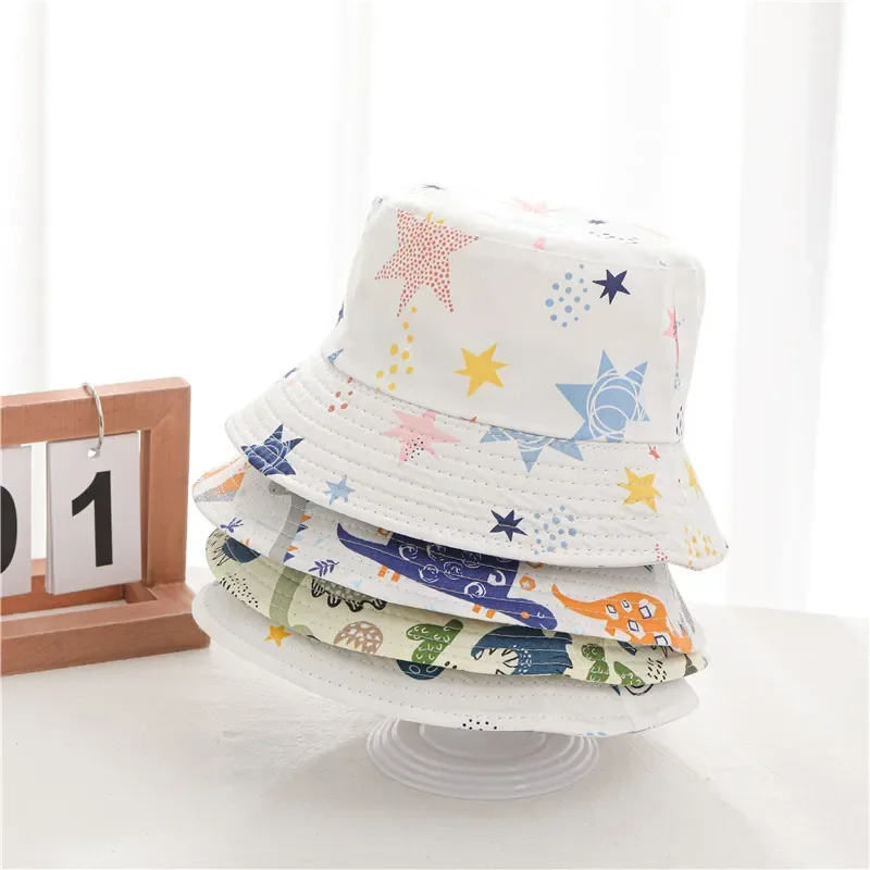 Infantil Anti-UV Windproof Bucket Hat, Baby Summer Cap, Cartoons Beanie, Travel Sunhat, Infant Bucket Chapéus, Bebés Meninos e Meninas