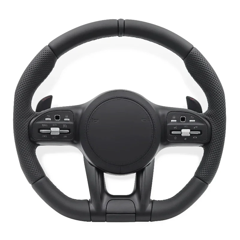 High Quality Black Napa Leather Steering Wheel W117 W166 W177 S500 W205 W213 E220d E300 E350d W222 W463 W464 GLE G63 C63 GLC Int