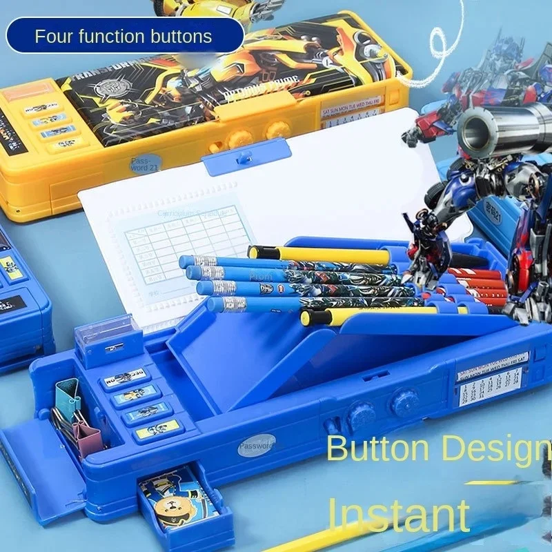 Transformers Stationery Box Multi functional Cute Multi layered Pencil Box Primary Secondary School Students Gift Children's Bag