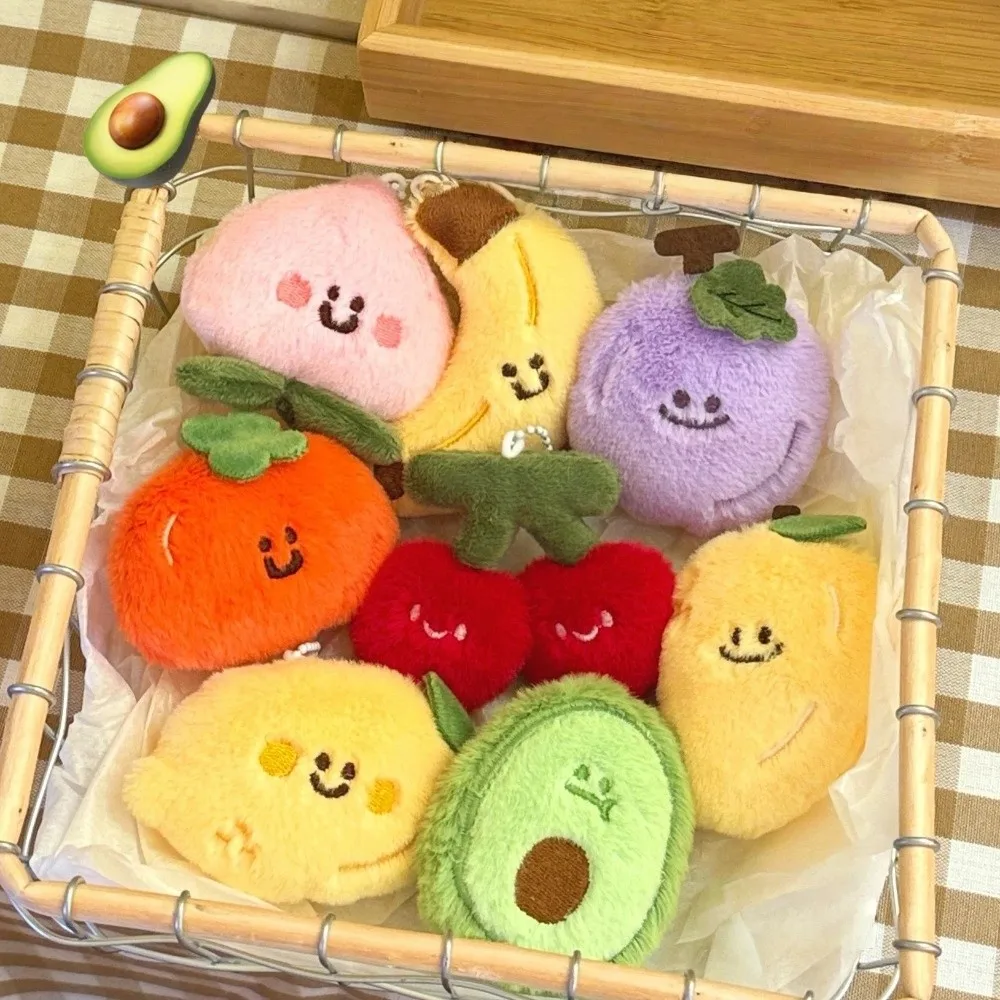 

New Cartoon Fruit Plush Doll Keychain Cute Avocado Lemon Cherry Backpack Charm Mango Peach Banana Bag Pendant Birthday Gifts