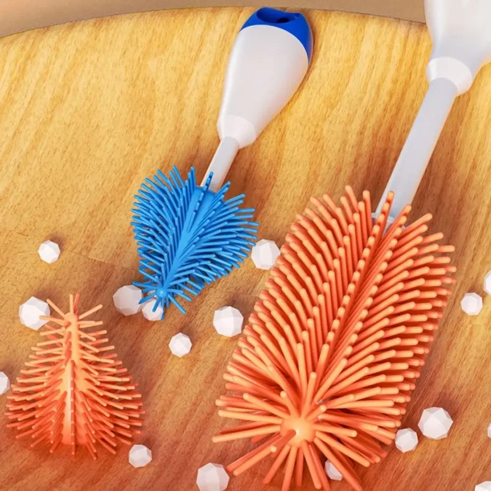 مجموعة فرشاة زجاجات الأطفال تدور 360 درجة، مقبض طويل، فتحة معلقة 3 في 1، مجموعات تنظيف مصاصة مضادة للانزلاق ومقاومة للحرارة #3