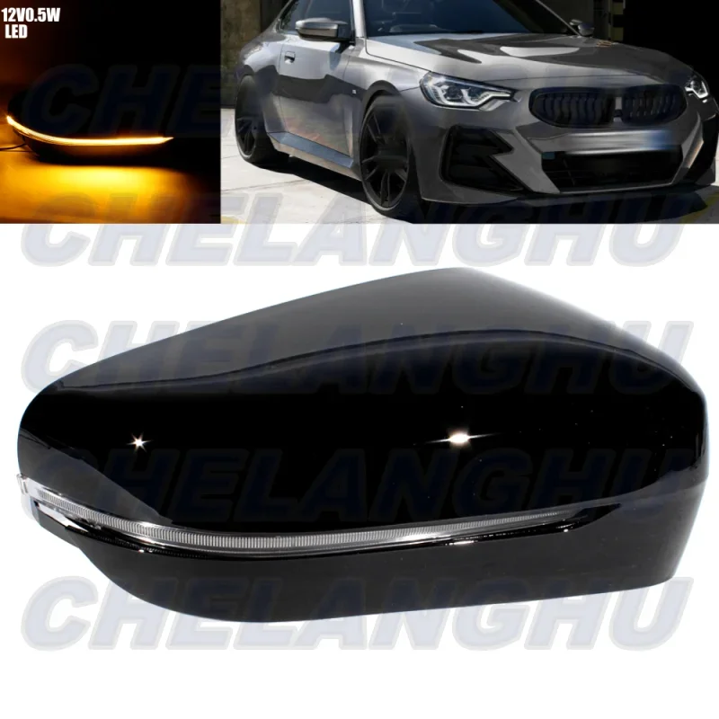 

For BMW G42 M240 M2 G20 G21 M340 M3 G80 G26 M440 M4 G82 i4 M50 2023 2024 LHD Right Black Painted Mirror Cover With Turn Lamp