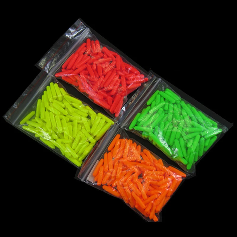 100PCS/lot Small Size EVA Cylinder Rig Float Fishing Float Tip Visual Beans Red Orange Yellow Green Stops Terminal Accessories