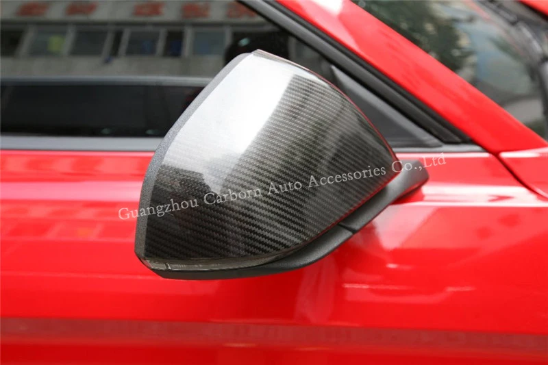 For Ford Mustang 2015-2022 European Version Add On Type Real Dry Carbon Fiber Rear View Mirror Cover Body Side Caps