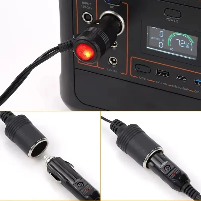 Universal Car Cigarette Lighter Splitter Adapter 1 Male To 2 Female Sockets Y Splitter with On Off Switch