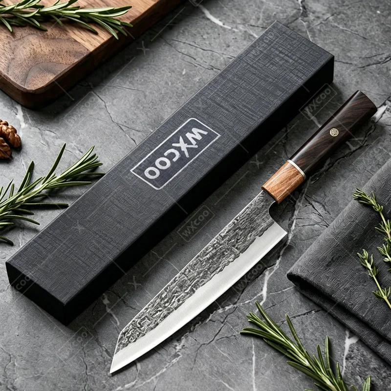 WXCOO Professionelle Küchenmesser 7,8 Zoll Kiritsuke-Messer Hackmesser Fleischmesser Kochmesser zum Schneiden von Obst, Fisch, BBQ-Messer mit Holzgriff