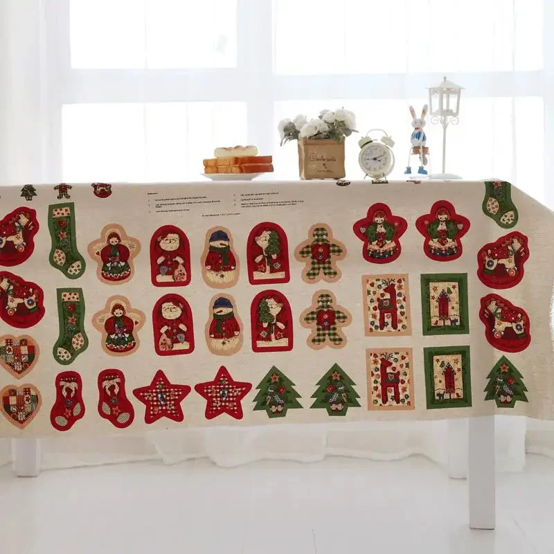 

59x140cm Christmas Cotton Linen Fabric for DIY Doll Christmas Decoration Fabrics meter for Sewing Patchwork Tissu Textile