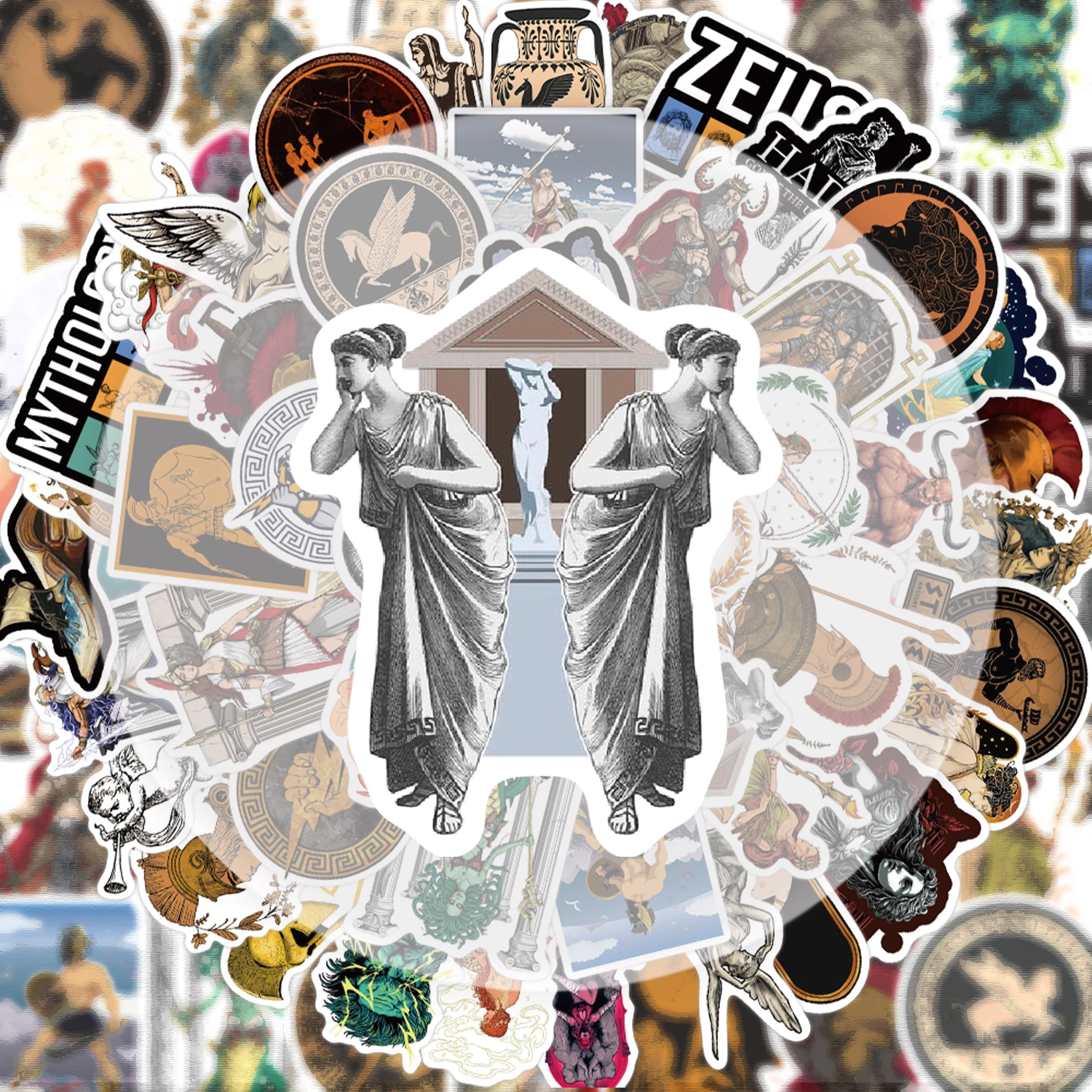 50 Greek Mythology Graffiti Stickers, Suitable for Decorating Water Bottles, Laptops, Mobile Phones, Suitcases, Skateboards, Guitars, Gift Boxes, and Party Decorations