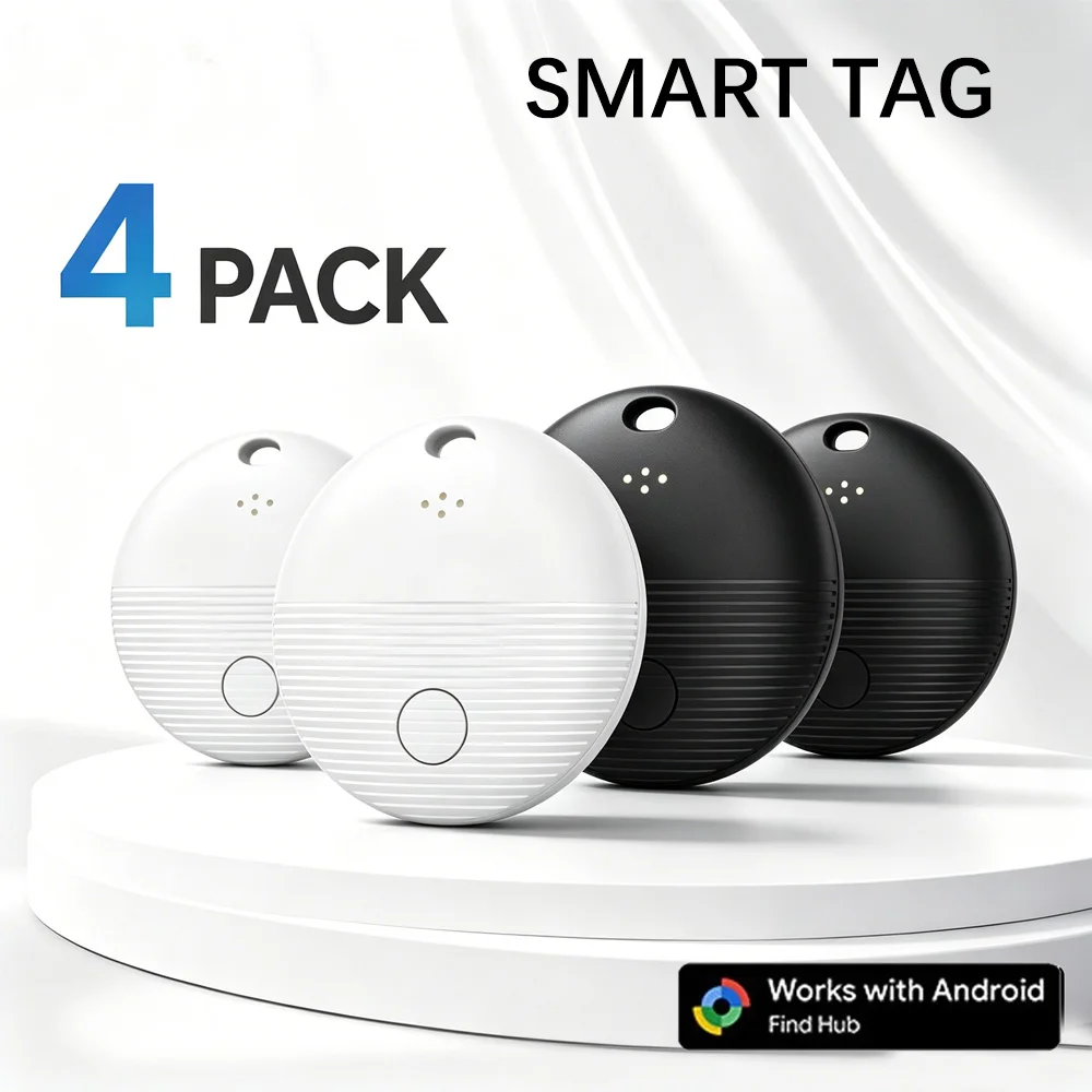 

4pcs GPS Tracker Android Smart Tag Work with Google's Find Hub Anti-loss Locator for Xiaomi Cars Positioning Wallet Bike