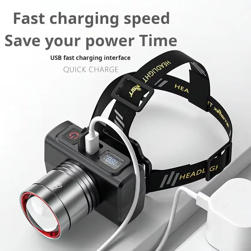 Faro LED con Sensor, lámpara de cabeza con batería integrada, linterna de cabeza recargable por USB para pesca al aire libre, linterna de Camping