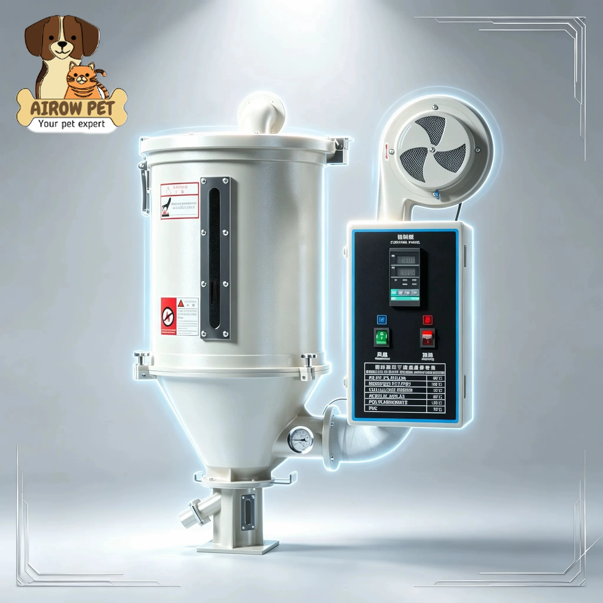 AIROW CE Approved Manvac 12kg Plastic Granule Dehumidifying Hopper Dryer, Full 304 Stainless Steel Hopper Structure