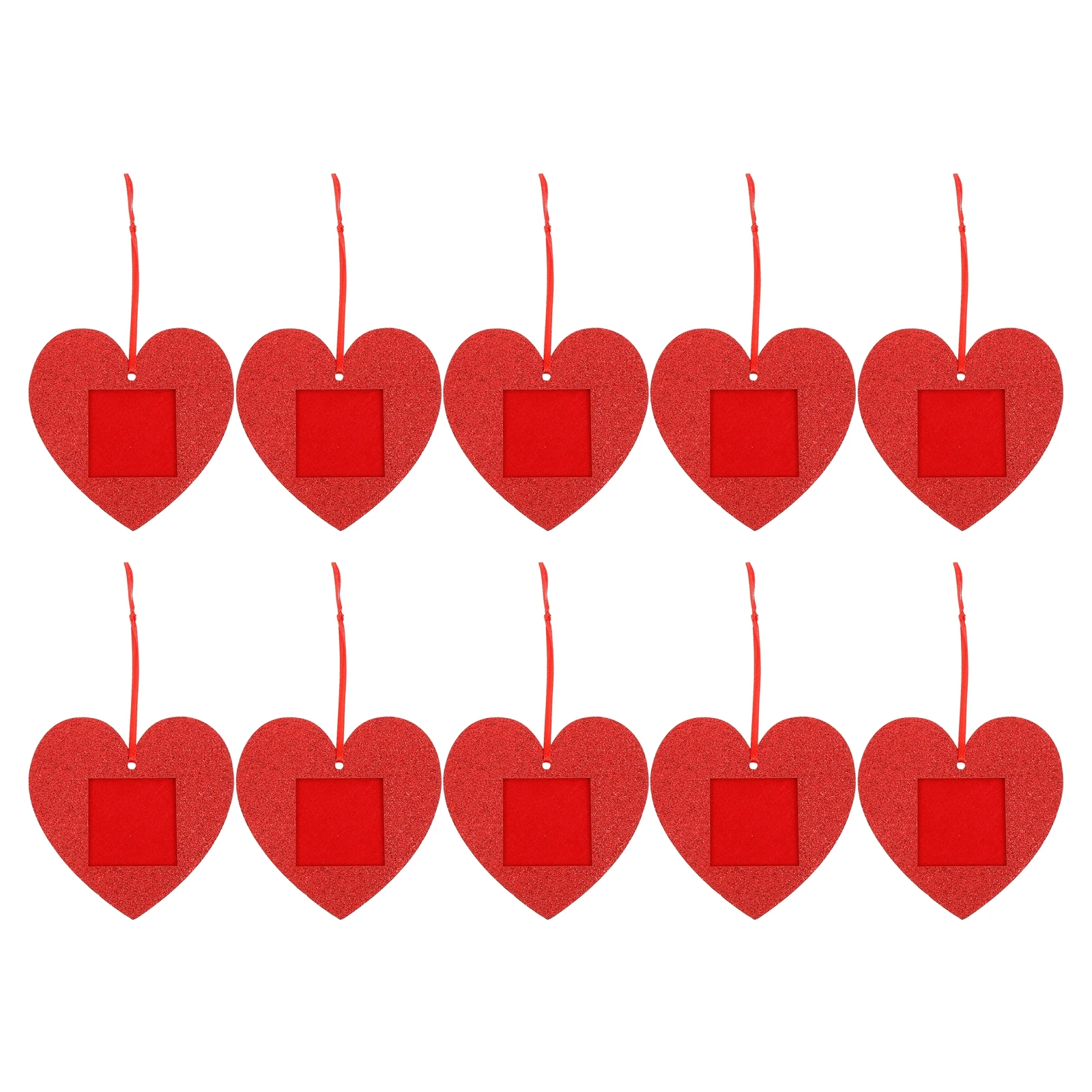 

10 Pcs Heart Shaped Felt Glitter Photo Frames Hanging naments Valentine Day Wall Decor Mini Picture Frame Charms