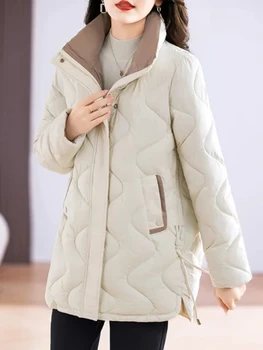 2025 Inverno Nuove Donne Parka di Media Lunghezza Colletto In Piedi Giù Cappotto di Cotone Femminile Casual di Spessore Caldo Antivento Giubbotti Delle Signore