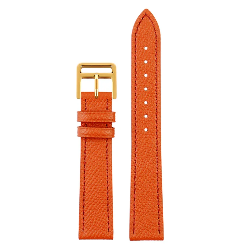 For Hermes H Genuine Leather Watchband HOUR Series Square Dial Thin Orange Comfortable Soft Cowhide Watch strap 14mm 16mm 18mm