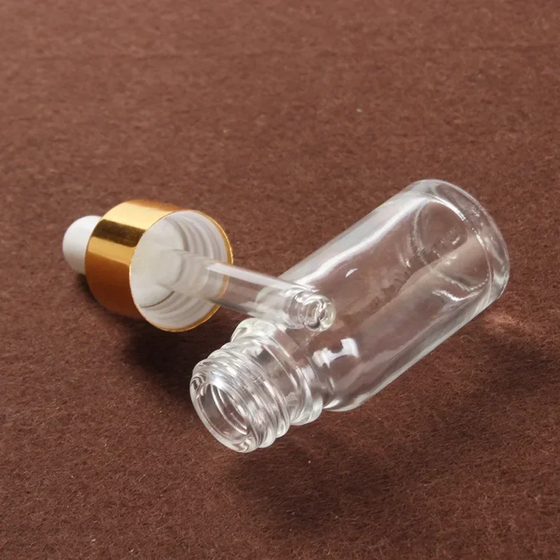 28pcs 15/30/50ml Golden Empty Dropper Bottle Essential Oil Glass Bottle Refillable Aromatherapy with Funnel Glass Eye Dropper