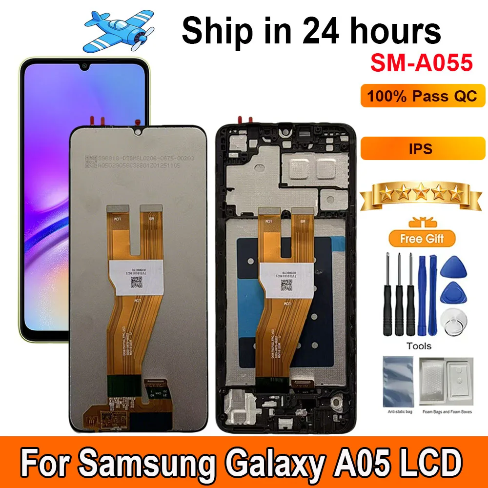 6.7"Screen For Samsung Galaxy A05 LCD Display Touch Panel Digitizer Assembly Replacement LCD With Frame A05 A055 SM-A055F