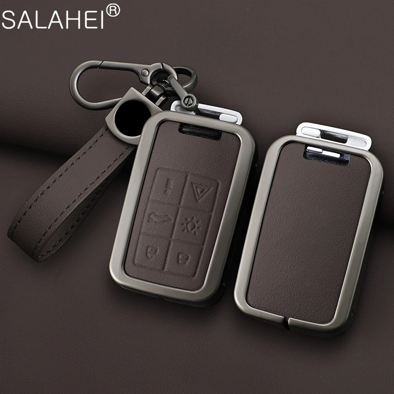 

Zinc Alloy Leather Car Key Case Cover Key Bag Shell Holder Protection For Volvo XC60 V60 S60 XC70 V40 6 Button Styling Accessory