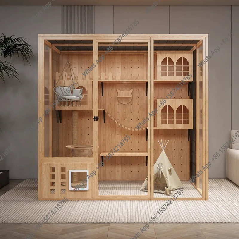 

Large Panoramic Glass Indoor Cat House Luxury Commercial Pet Counter Display Cabinet With Customizable Design Villas Showcas