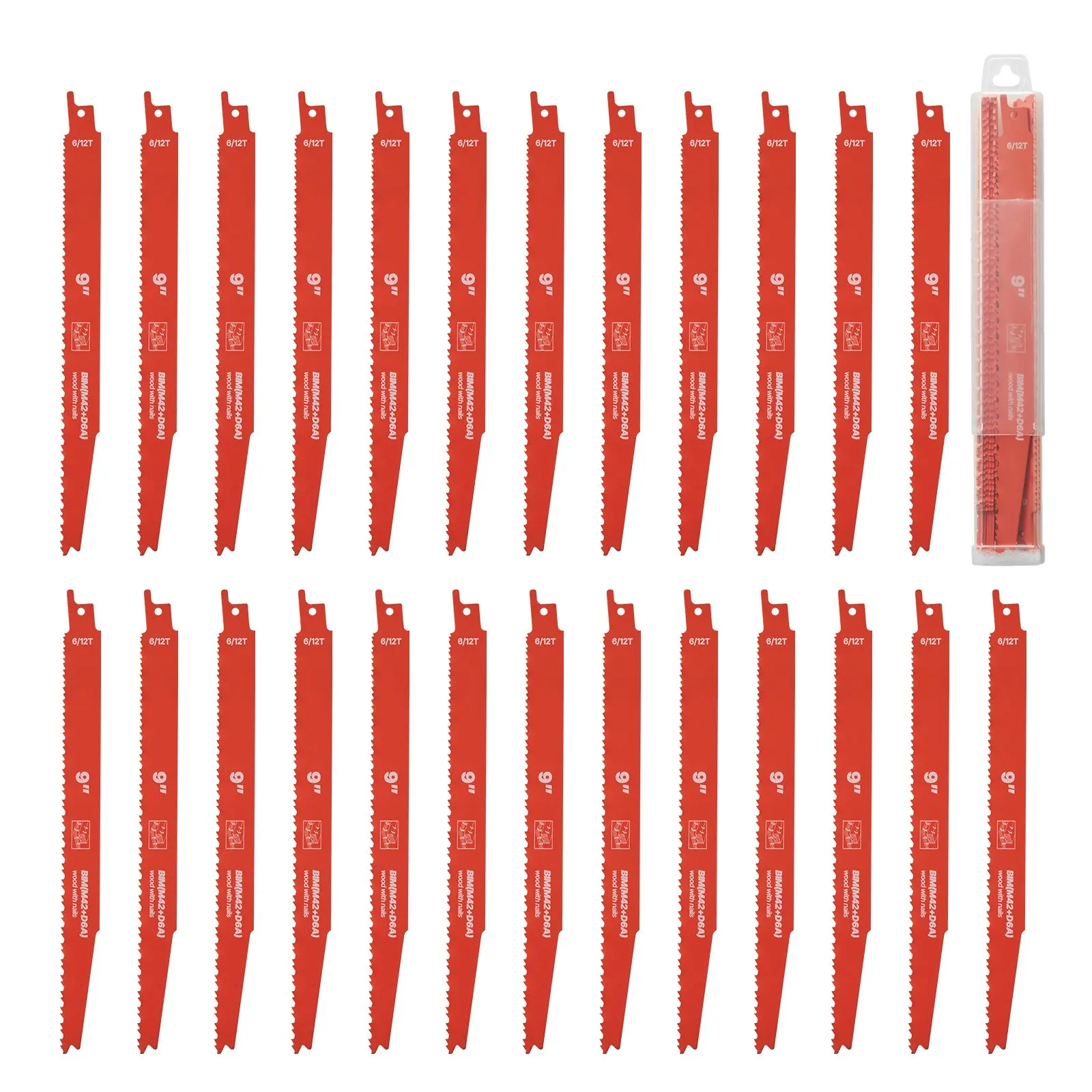 

Reciprocating Saw Blades, 25 Pack, 6/12 TPI Bi-Metal Reciprocating Saw Blade Set With Universal Shank, Sharp Teeth For Fast And