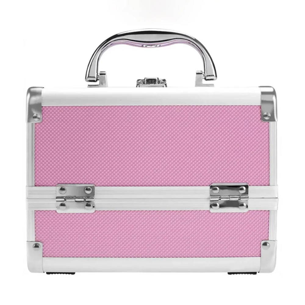 

Cosmetic Storage Box with Locking System - Adjustable Aluminum Makeup Organizer for Nail Techs Traveling Beauty
