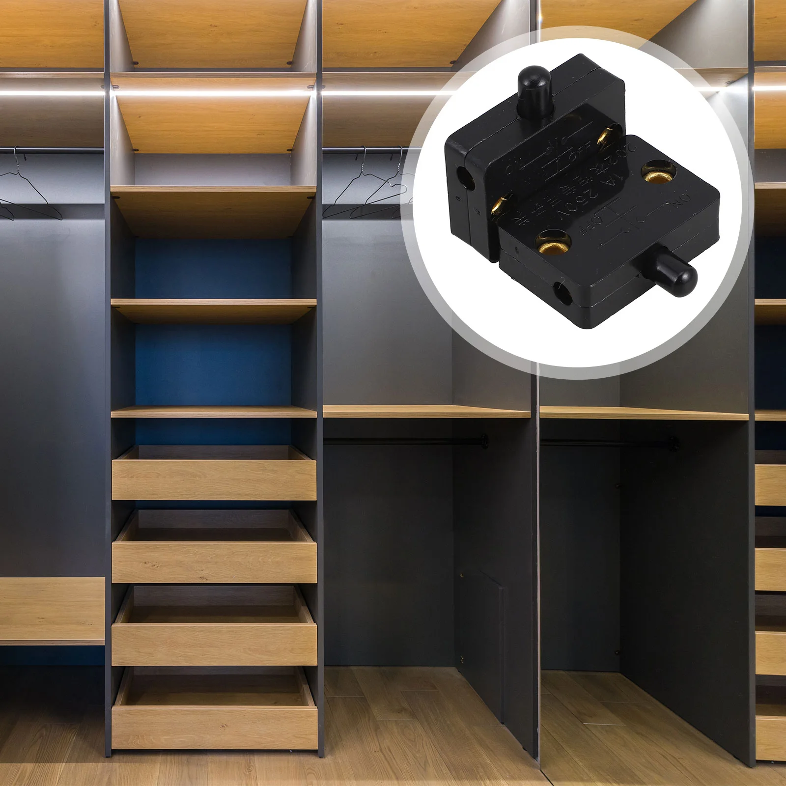 

2Pcs Automatic Closet Door Light Switch Cabinet Touch Switch Reliable Push to Break for Wardrobe Cabinet Lighting