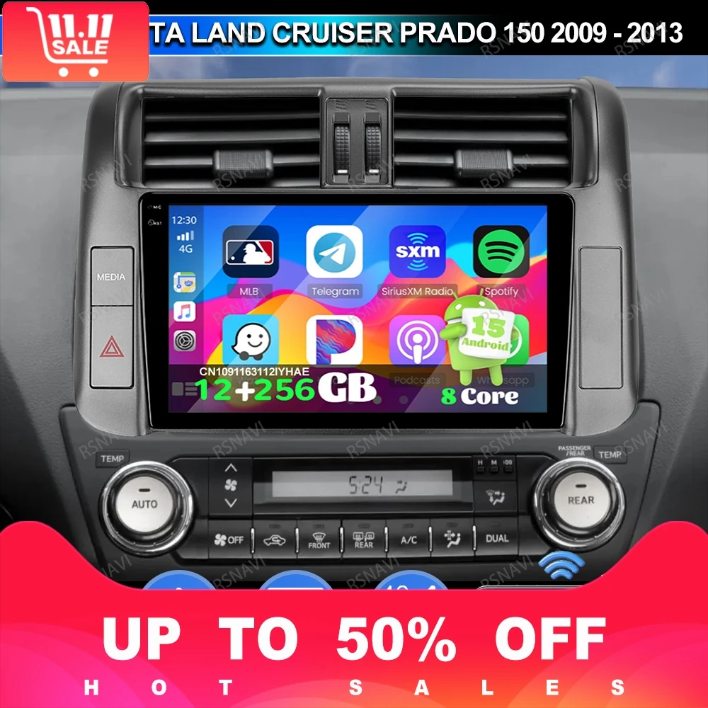 Car Radio Android 15 For Toyota Land Cruiser Prado 150 2009 2010 2011 2012 2013 Mercedes W205 Passat B 8 Core Phone Holder Car