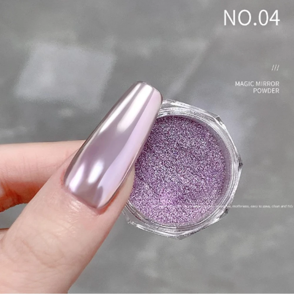 1 scatola di seta al chiaro di luna in polvere per nail art glitter effetto specchio metallico pigmento cromato polvere per unghie Super Flash Aurora polvere per sfregamento delle unghie