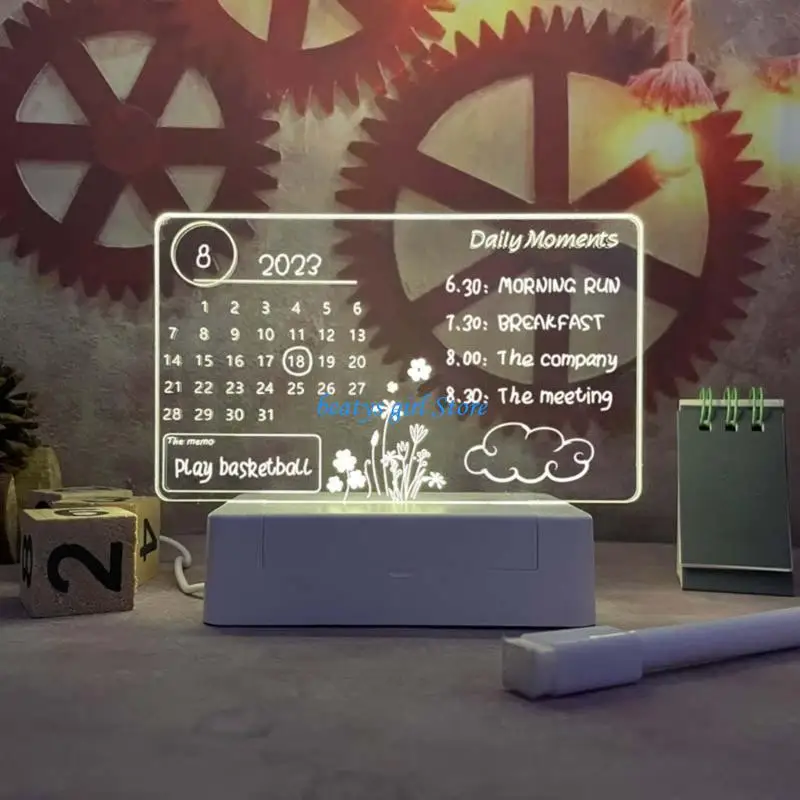 

C7AB Clear Acrylic Calendar Planner Erasable Acrylic Board with Stand Suitable for Bedroom Bedside Table Lamp Marker Included