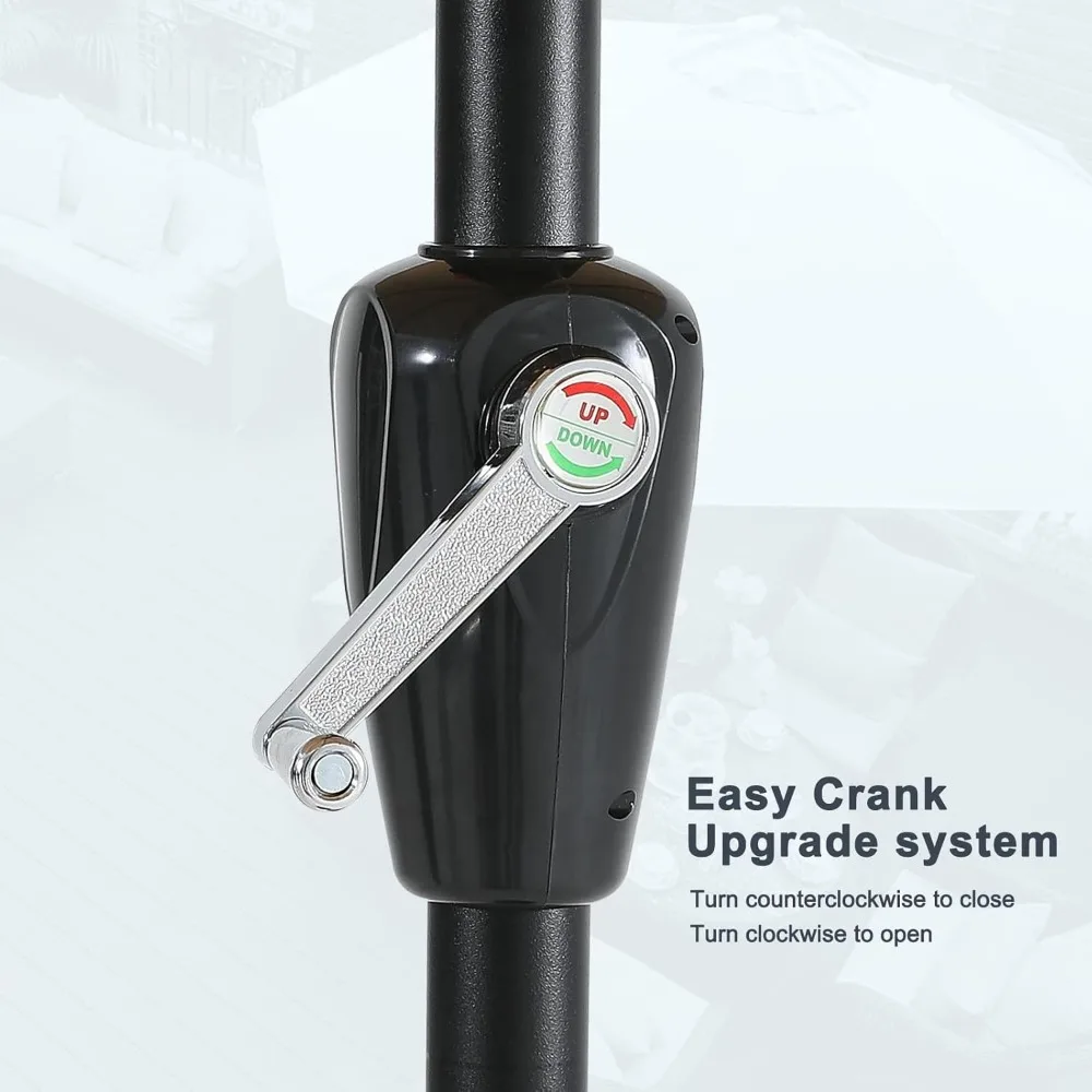 مظلة فناء باللون الرمادي الفاتح بطول 7.5 أقدام للطاولات الخارجية مع كرنك وإمالة