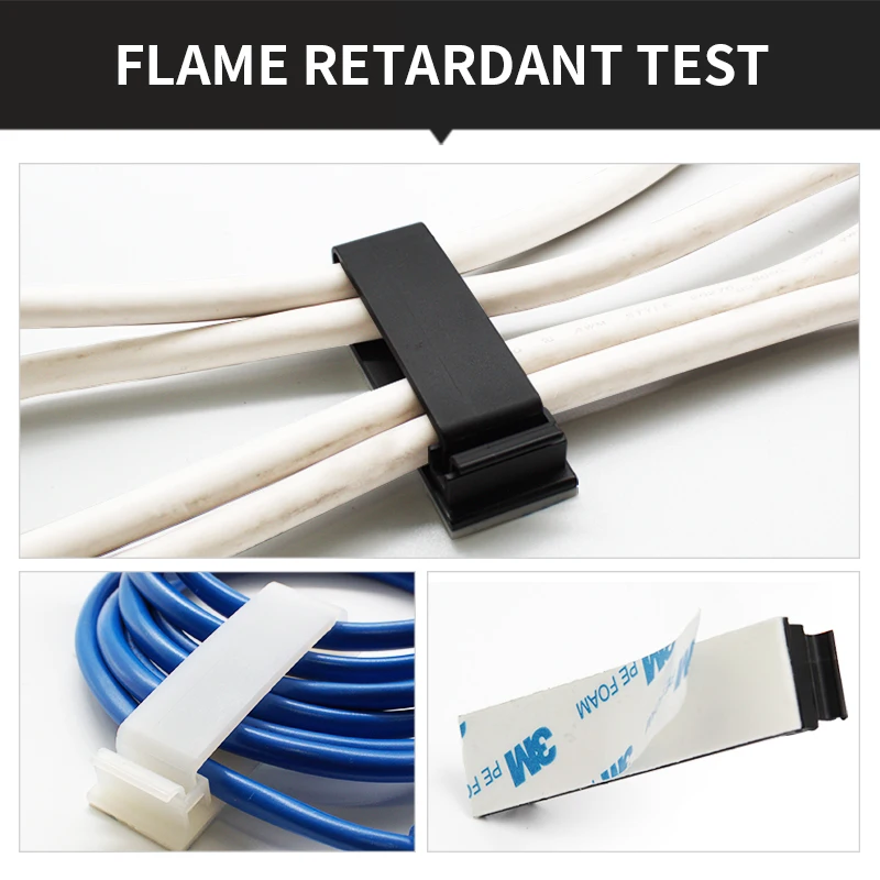 100 PCS Cable Fixing Clip cable clip 3M Glue Self Adhesive Clips FC-30/40/50