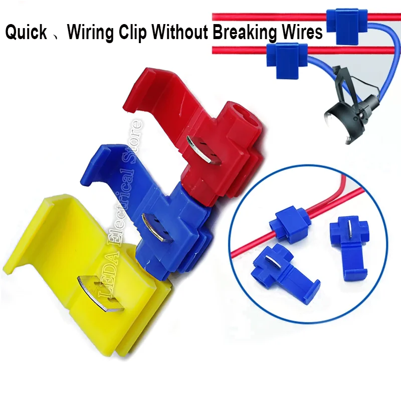 20Pcs BlueRed Quick Connection Clip Wire Crimp Splitter Lip Break Clamp Strip-free Soft Distributo Line Connector Terminal Joint