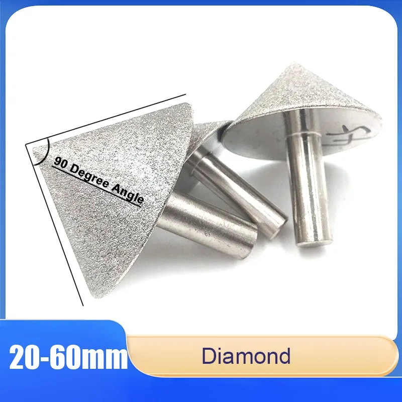 

1Pcs Diamond Tapered Grinding Head Rotary Drills Dia 20mm 25mm 30-60mmChamfer Hole Jade Glass Polishing Electric Hand Drill Tool