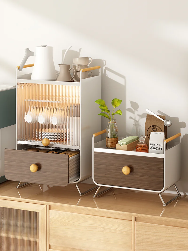 Drawer Cup Storage Shelves Layered Dust Storage Locker Office Desktop for Glass Tea Set Storage Box