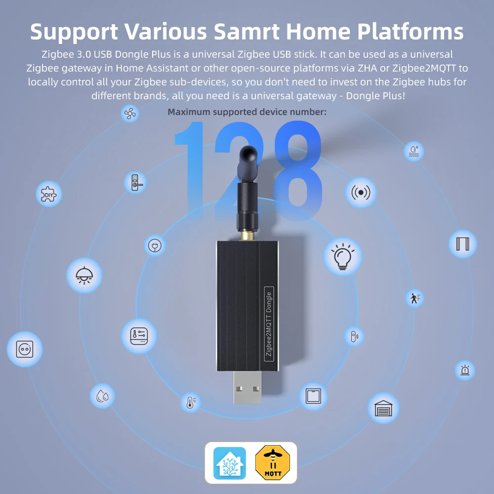 AVATTO Zigbee Gateway Hub Support Home Assistant Zigbee2MQTT，Zigbee 3.0 USB Dongle Plus Universal For Raspbian Ubuntu Macos