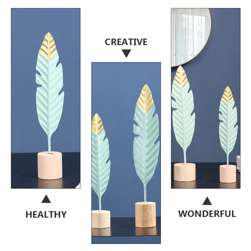 

3pcs Wrought Iron Decoration Craft Home Decor Wooden Base Living Room Ornament Gift for Holiday Birthday