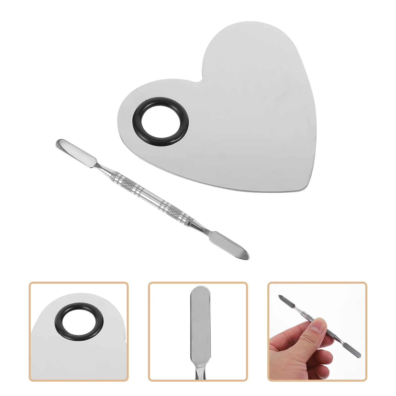 1 مجموعة شكل قلب مسمار الفن لوحة ألوان الفولاذ المقاوم للصدأ لوحة مسمار خلط القلم المهنية DIY مانيكير أداة لوحات الفن #6