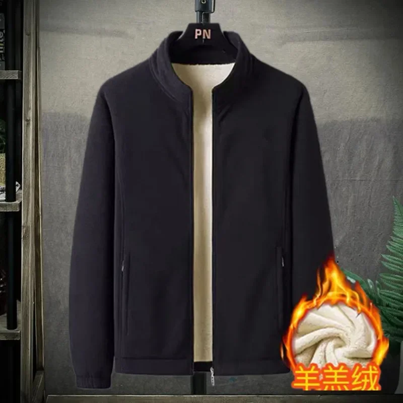 سترات رجالية سميكة من الصوف ، ملابس رجالية خارجية ، ملابس رياضية ، بطانة صوف ، سترات دافئة ، معطف حراري ، حجم كبير ، M- 9XL ، شتاء