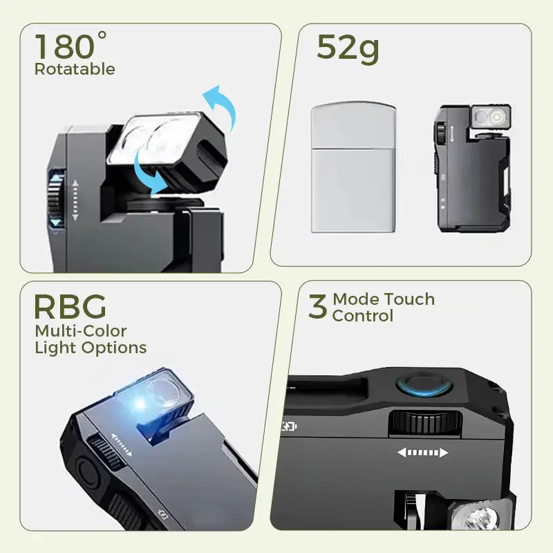 Portable Mini Flashlight with Rotatable Head Mini Light Waterproof Torch 180° Rotating Head With Magnetic Tail For Outdoor