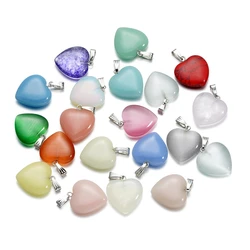1Pcs/Lot 20*22.3mm Glass Heart Shape Loose Pendant For DIY Bracelet Necklace Earrings Charms Jewelry Making Accesories