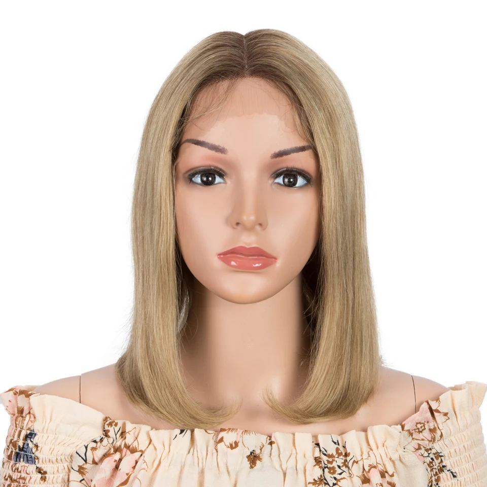 Gold Blonde Colored Human Hair Wigs For Women 13x6x1 Straight Bob Lace Front Wigs 100% Real Ready To Wear Short Lace Wigs