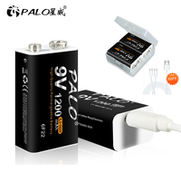 PALO 9V USB Rechargeable Battery 1200mAh Type-C Rechargeable 6F22 9V Li-ion Battery for RC Helicopeter Model Multimeter Toy